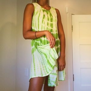 green tie dye beaded dress